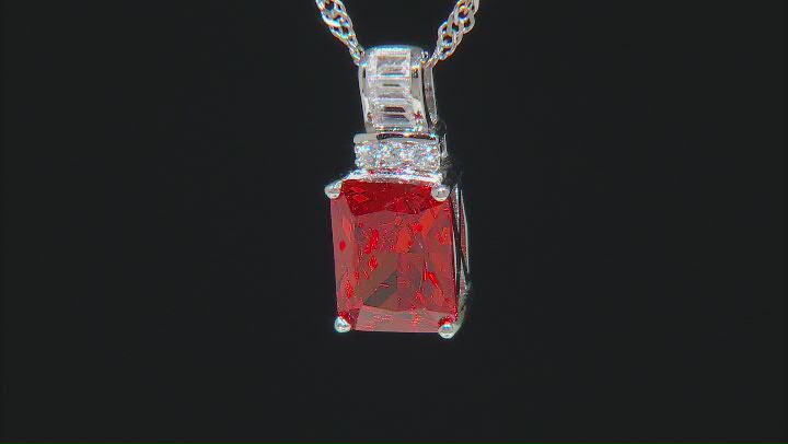 Orange And White Cubic Zirconia Rhodium Over Sterling Silver Pendant With Chain 4.29ctw Video Thumbnail