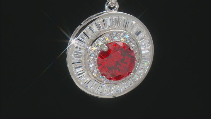 Orange And White Cubic Zirconia Rhodium Over Sterling Silver Pendant With Chain 5.63ctw Video Thumbnail