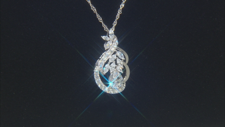 White Cubic Zirconia Rhodium Over Sterling Silver Pendant With Chain 5.85ctw Video Thumbnail
