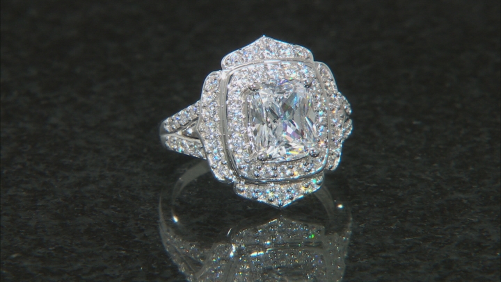 White Cubic Zirconia Rhodium Over Sterling Silver Ring 4.46ctw (3.42ctw DEW) Video Thumbnail