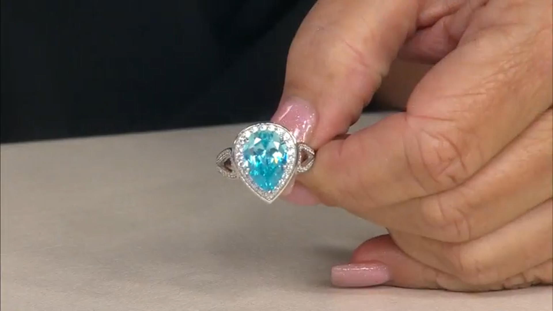 Blue And White Cubic Zirconia Rhodium Over Sterling Silver Ring 7.74ctw Video Thumbnail