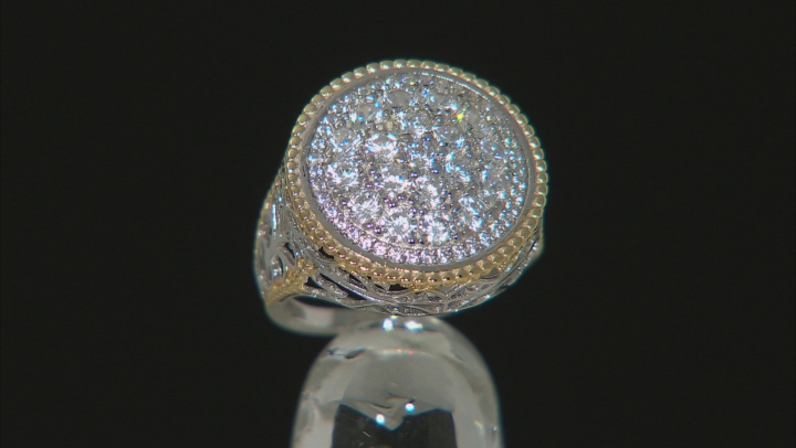 White Cubic Zirconia Rhodium And 18K Yellow Gold Over Sterling Silver Ring 3.25ctw (1.72ctw DEW) Video Thumbnail