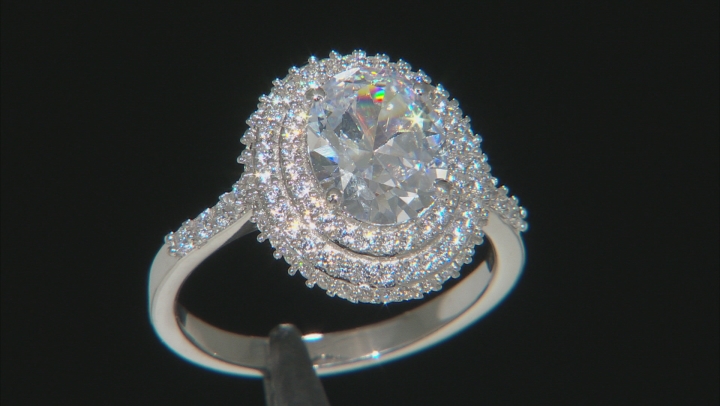 White Cubic Zirconia Rhodium Over Sterling Silver Ring 5.82ctw (2.66ctw DEW) Video Thumbnail