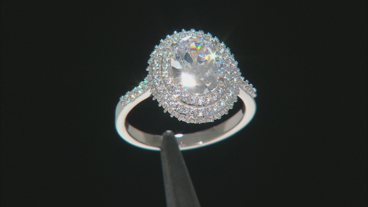 White Cubic Zirconia Rhodium Over Sterling Silver Ring 5.82ctw (2.66ctw DEW) Video Thumbnail