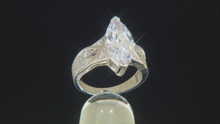 White Cubic Zirconia Platinum Over Sterling Silver Ring 6.69ctw (4.16ctw DEW) Video Thumbnail