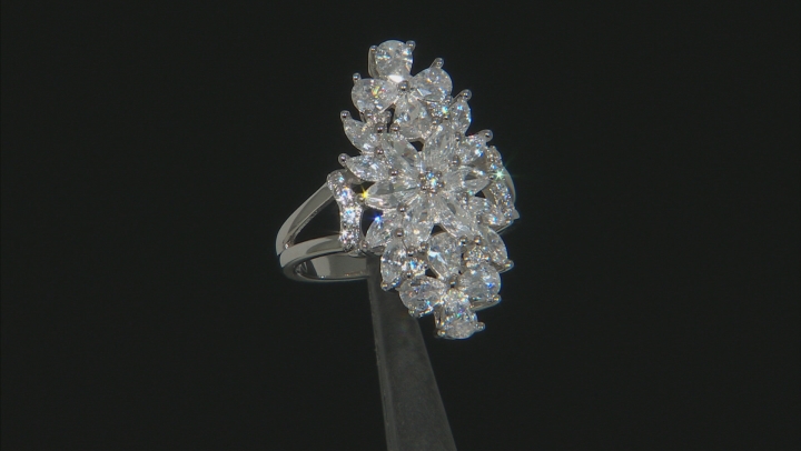 White Cubic Zirconia Rhodium Over Sterling Silver Ring 4.33ctw (3.49ctw DEW) Video Thumbnail