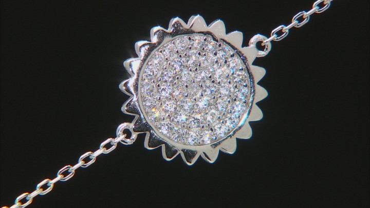 White Cubic Zirconia Rhodium Over Sterling Silver Sunflower Bracelet 0.90ctw (0.58ctw DEW) Video Thumbnail