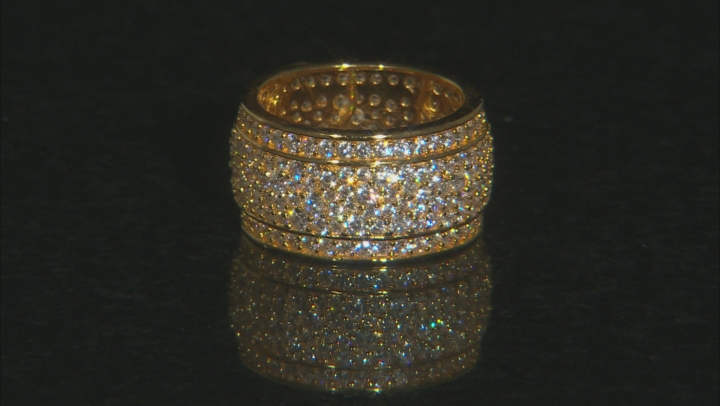 White Cubic Zirconia 18K Yellow Gold Over Sterling Silver Band Ring 6.56ctw Video Thumbnail