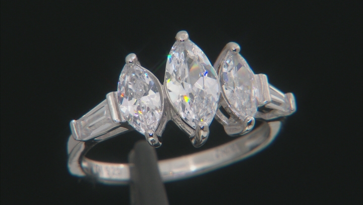 White Cubic Zirconia Rhodium Over Sterling Silver Ring 3.42ctw Video Thumbnail