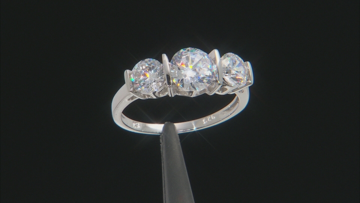 White Cubic Zirconia Platinum Over Sterling Silver Ring 4.57ctw Video Thumbnail
