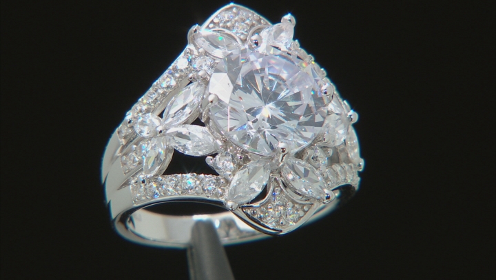 White Cubic Zirconia Rhodium Over Sterling Silver Ring 10.05ctw Video Thumbnail