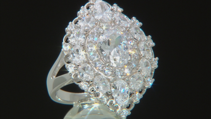 White Cubic Zirconia Rhodium Over Sterling Silver Ring 8.25ctw Video Thumbnail