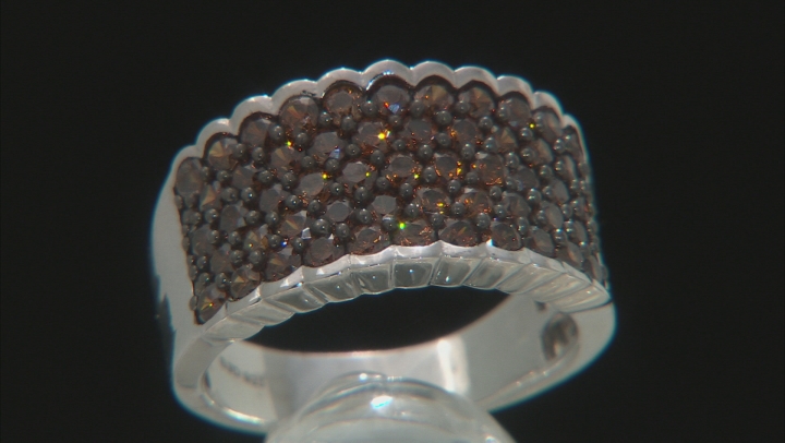 Mocha Cubic Zirconia Rhodium Over Sterling Silver Ring 3.30ctw Video Thumbnail