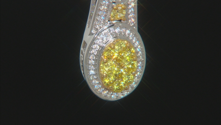 Yellow And White Cubic Zirconia Rhodium Over Silver Pendant With Chain 1.25ctw Video Thumbnail