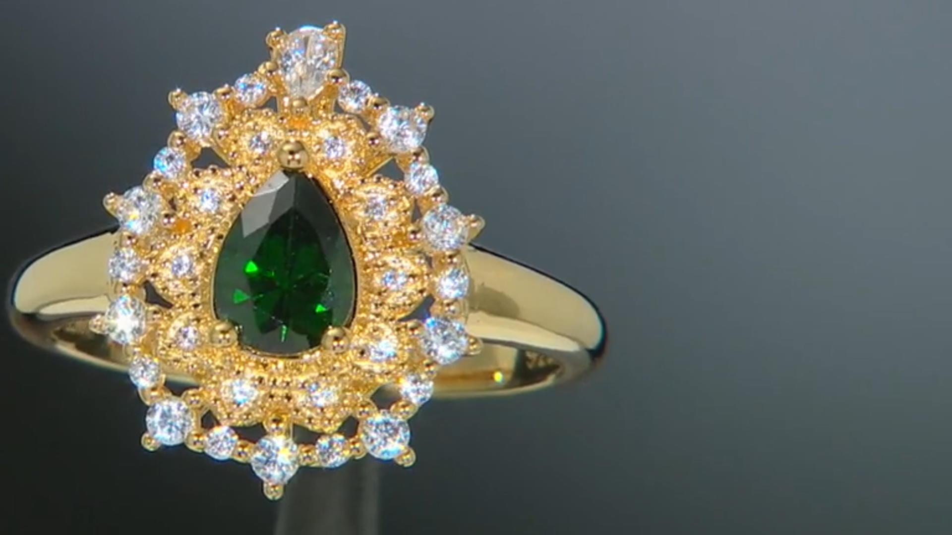 Green And White Cubic Zirconia 18K Yellow Gold Over Sterling Silver Ring 1.83ctw Video Thumbnail