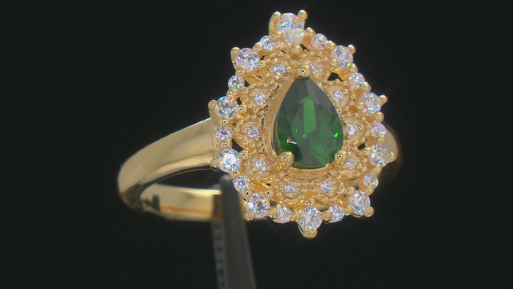 Green And White Cubic Zirconia 18K Yellow Gold Over Sterling Silver Ring 1.83ctw Video Thumbnail