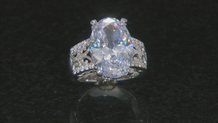 White Cubic Zirconia Rhodium Over Sterling Silver Ring 18.30ctw Video Thumbnail