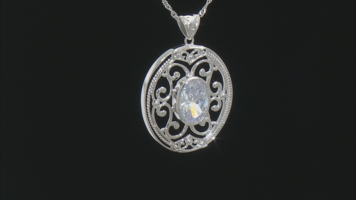 White Cubic Zirconia Rhodium Over Sterling Silver Pendant With Chain 10.10ctw Video Thumbnail