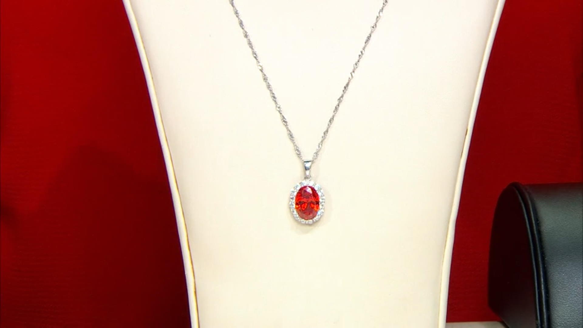 Orange And White Cubic Zirconia Rhodium Over Sterling Silver Pendant With Chain 10.85ctw Video Thumbnail