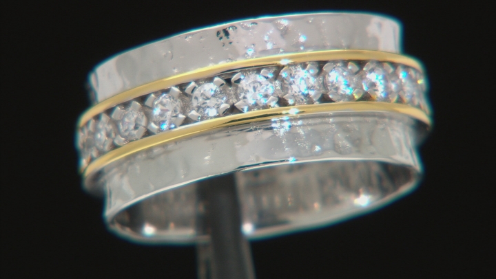 White Cubic Zirconia Rhodium And 14K Yellow Gold Over Sterling Silver Band Ring 1.50ctw Video Thumbnail