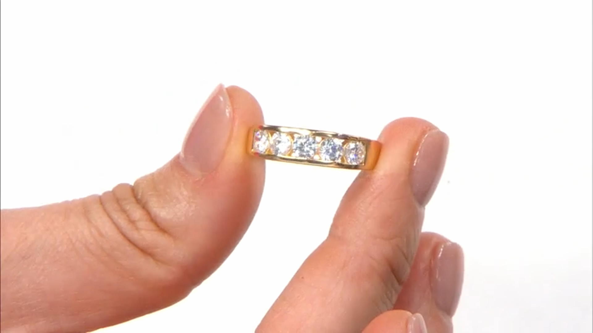 White Cubic Zirconia 18K Yellow Gold Over Sterling Silver Band Ring 2.30ctw Video Thumbnail