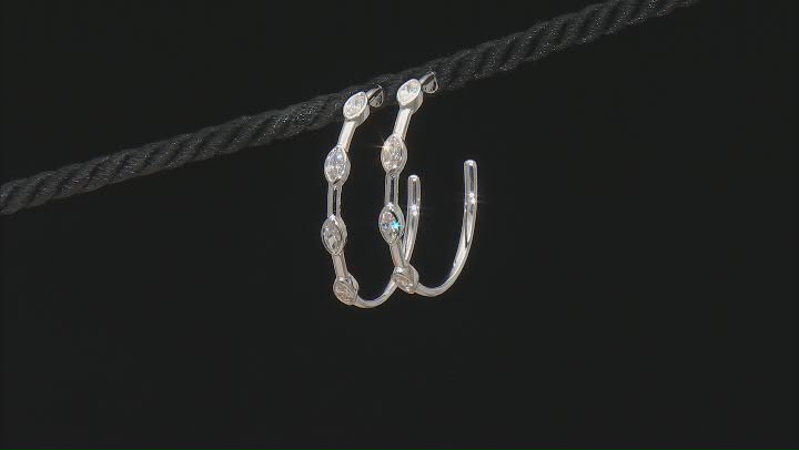 White Cubic Zirconia Rhodium Over Sterling Silver J-Hoop Earrings 2.80ctw Video Thumbnail