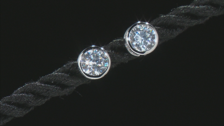 White Cubic Zirconia Rhodium Over Sterling Silver Earrings Set of 2 6.86ctw Video Thumbnail