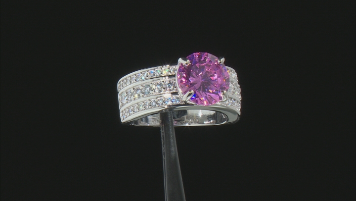 Pink and White Cubic Zirconia Platinum Over Sterling Silver Ring 8.09ctw Video Thumbnail