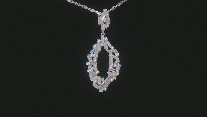 White Cubic Zirconia Rhodium Over Sterling Silver Pendant With Chain 5.21ctw Video Thumbnail