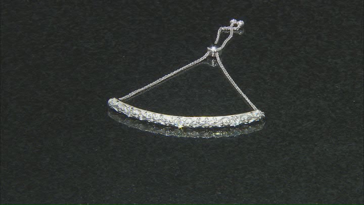 White Cubic Zirconia Rhodium Over Sterling Silver Adjustable Bracelet 0.32ctw