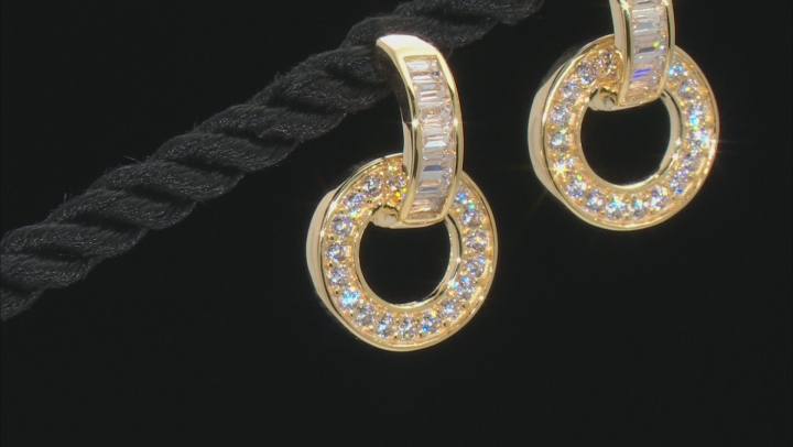 White Cubic Zirconia 18K Yellow Gold Over Sterling Silver Earrings 1.90ctw Video Thumbnail