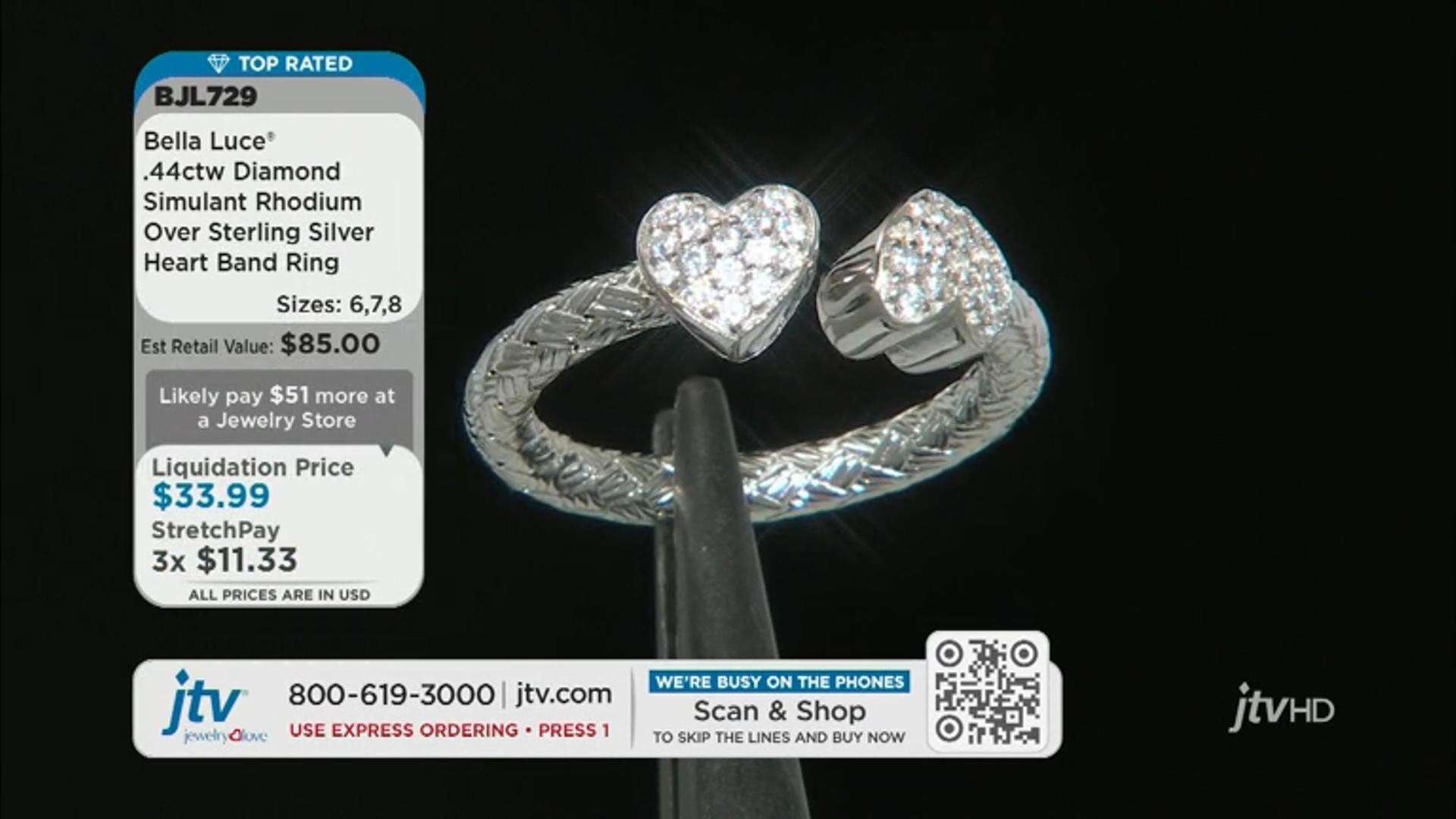 White Cubic Zirconia Rhodium Over Sterling Silver Heart Band Ring 0.45ctw Video Thumbnail