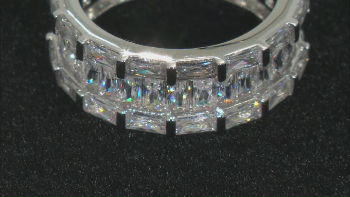 White Cubic Zirconia Rhodium Over Sterling Silver Band Ring 10.79ctw Video Thumbnail