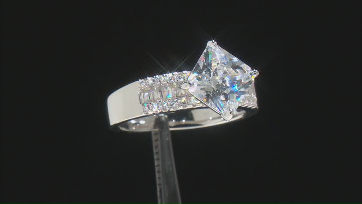 White Cubic Zirconia Rhodium Over Sterling Silver Ring With Band 5.70ctw Video Thumbnail