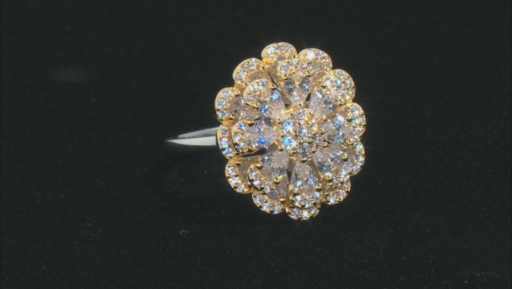 White Cubic Zirconia Rhodium And 18K Yellow Gold Over Sterling Silver Ring 5.82ctw Video Thumbnail