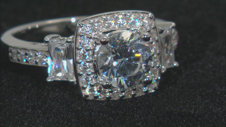 White Cubic Zirconia Rhodium Over Sterling Silver Ring 3.40ctw Video Thumbnail