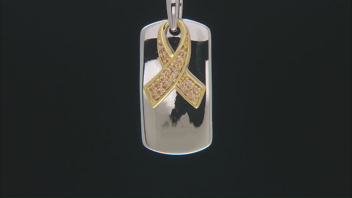 Champagne Cubic Zirconia Rhodium And 18K Yellow Gold Over Sterling Silver Pendant With Chain 0.41ctw Video Thumbnail