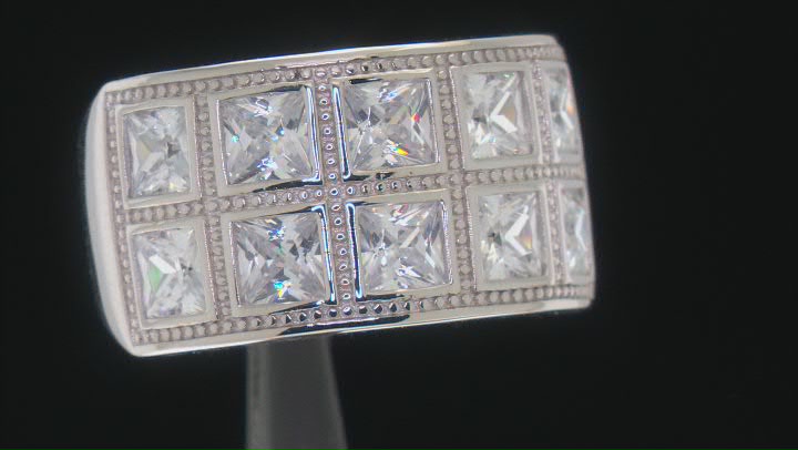 White Cubic Zirconia Platinum Over Sterling Silver Ring 6.60ctw Video Thumbnail
