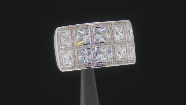 White Cubic Zirconia Platinum Over Sterling Silver Ring 6.60ctw Video Thumbnail