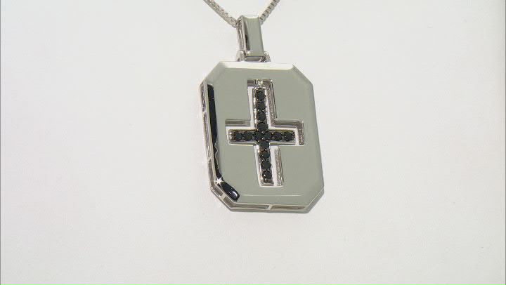 Black Cubic Zirconia Rhodium Over Sterling Silver Cross Pendant With Chain 1.29ctw Video Thumbnail