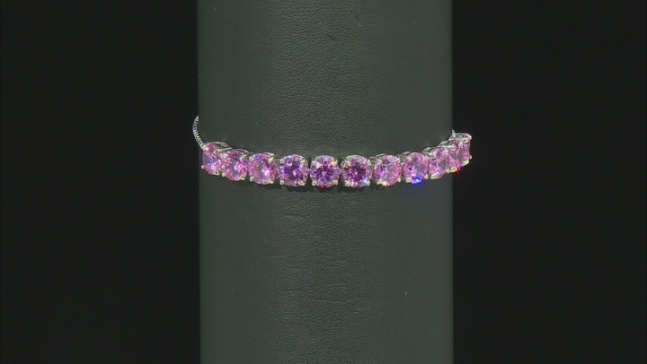 Pink Cubic Zirconia Rhodium Over Sterling Silver Adjustable Bracelet 15.90ctw