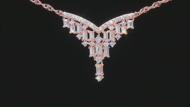 White Cubic Zirconia 18K Rose Gold Over Sterling Silver Necklace 1.85ctw Video Thumbnail