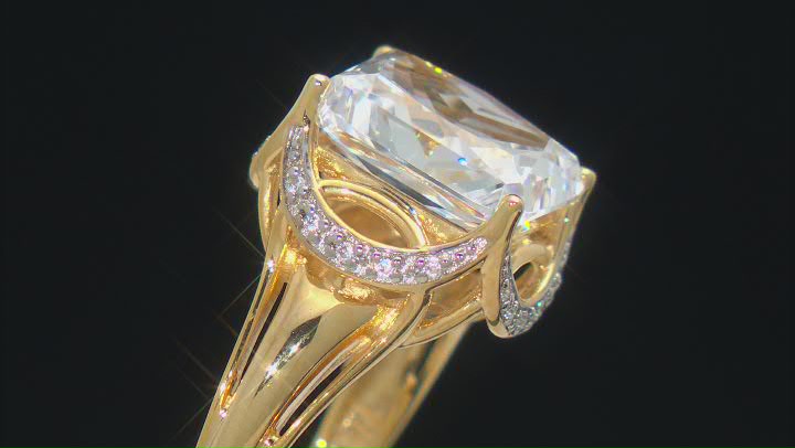 White Cubic Zirconia Rhodium And 18K Yellow Gold Over Sterling Silver Ring 12.04ctw Video Thumbnail