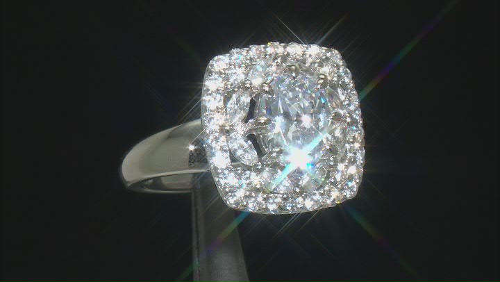 White Cubic Zirconia Rhodium Over Sterling Silver Ring 5.46ctw Video Thumbnail