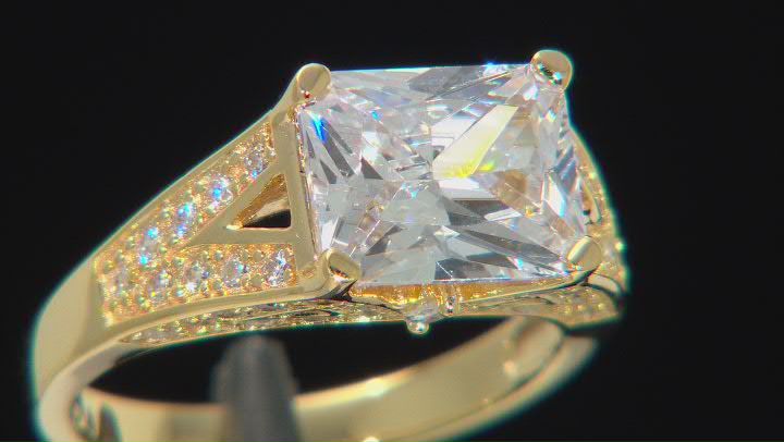 White Cubic Zirconia 18K Yellow Gold Over Sterling Silver Ring 7.29ctw Video Thumbnail