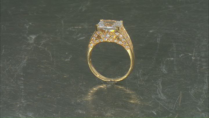 White Cubic Zirconia 18K Yellow Gold Over Sterling Silver Ring 7.29ctw Video Thumbnail