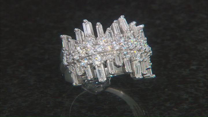 White Cubic Zirconia Rhodium Over Sterling Silver Ring 3.25ctw Video Thumbnail