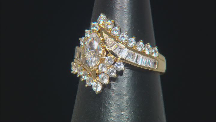 White Cubic Zirconia 18K Yellow Gold Over Sterling Silver Ring 3.38ctw Video Thumbnail