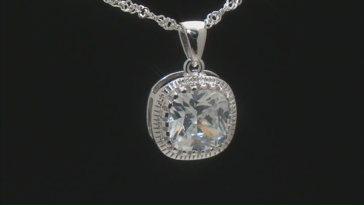 White Cubic Zirconia Rhodium Over Sterling Silver Pendant With Chain And Earrings 9.35ctw Video Thumbnail