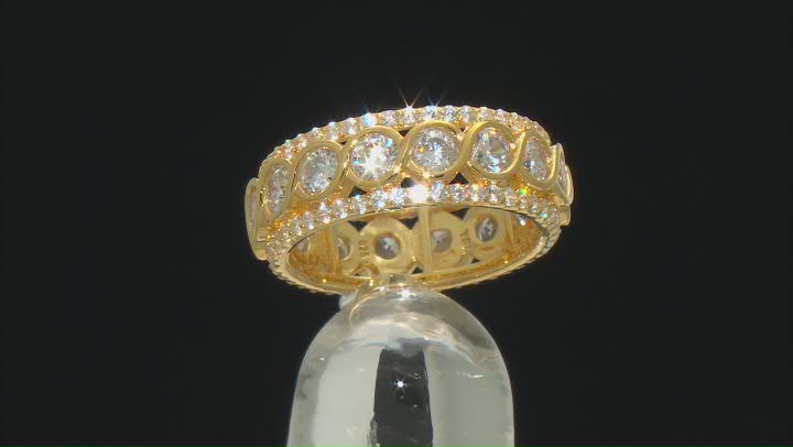 White Cubic Zirconia 18K Yellow Gold Over Sterling Silver Ring And Earrings 9.30ctw Video Thumbnail